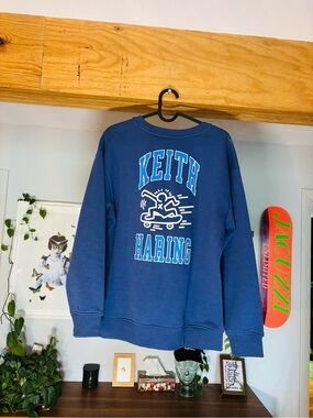 NWT Boys XXL (18-20) Keith Haring Skater Blue Crewneck Sweatshirt